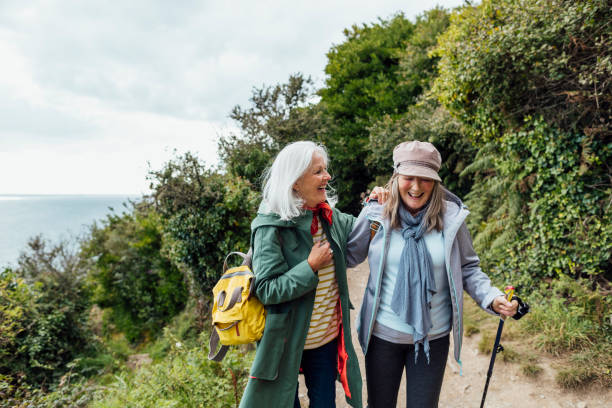 Postmenopausal women going on a hike